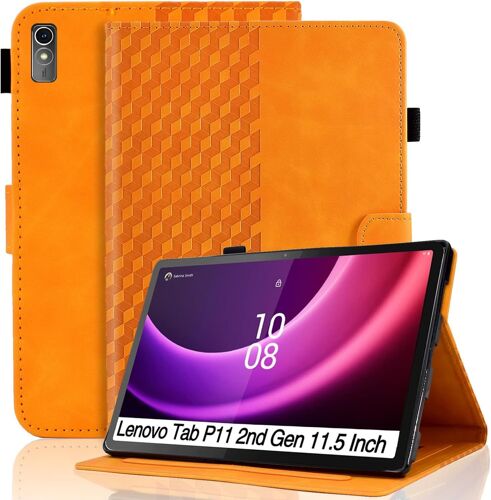 Coque Pour Lenovo Tab P11 (2nd Gen)/ Pad Plus 2023 (11,5 Pouce) Housse Tb350fu / Tb350xu Cuir Pu Etui De Protection Flip Cover Case Avec Support Pochette Tablette Coque, Orange