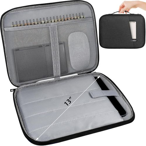 Ersan-Pochette Pour Tablette 13 Pouces [ 35 X 22 Cm ] - Housse Pour Accessoires Avec Doublure Douce & Poignée - Idéal Pour Apple Ipad Pro | Air & Galaxy Tab En Noir