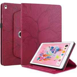 Naeryut-Coque Pour Ipad Air 2/Air 1/Ipad 9,7"" 2018/2017 (5ème/6ème Génération) Support Rotatif À 360 Degrés Étui Ipad 9.7"" Pu Cuir Housse De Protection Avec Porte-Crayons Ipad Air 2/Air 1 Rouge