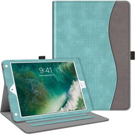 Coque Pour Ipad 6e/5e Génération 9.7 Pouces (2018/2017) Et Ipad Air 2/Air 1 9.7"" - Etui Multi-Angles Housse Folio Avec Poche De Document, Turquoise Denim.[F4731]