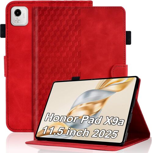 Étui Portefeuille En Cuir Synthétique De Qualité Supérieure Avec Support De Visionnage Multi-Angles Et Emplacements Pour Cartes Pour Tablette Honor Pad X9a 11,5"" 2025, Rouge[Coq9124385]