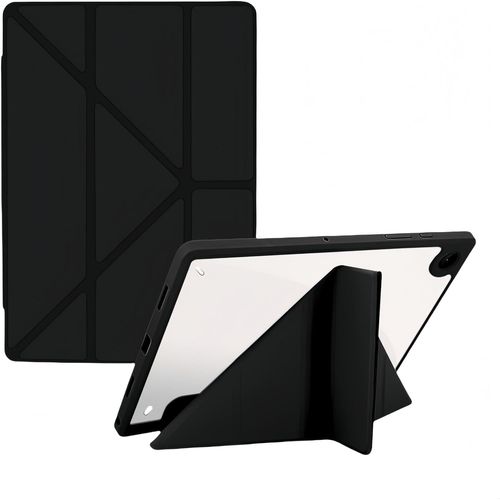 Coque Compatible Avec Samsung Galaxy Tab S10 Fe/S9 Fe/S9, Pu Flexible Housse Etui Avec Pen Porte-Stylet, Veille/Réveil Automatique, Multi-Angle Fonction Support, Dos En Transparent, Noir