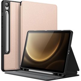 Coque Pour Samsung Galaxy Tab S10 Fe / S9 Fe 10,9 Pouces Avec S Pen Porte-Stylet, Fine Folio Support Protecteur Tablette Housse Étui, Multi-Angle Affichage (Or Rose)
