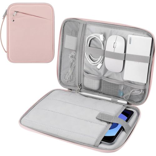 Housse de Protection 9-11 Pouces avec Poignée, Sac de Voyage Rembourré pour Nouvel iPad Air 11 Pouces M3 2025, iPad A16 11"", iPad Pro 11 M4, iPad 10/9/8/7, Tab S9/S8 11, Rose