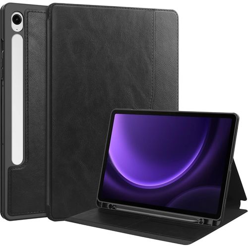 Kal-Coque Compatible Avec Samsung Galaxy Tab S10 Fe/S9 Fe/S9, Pu Flexible Housse Etui Avec Pen Porte-Stylet, Veille/Réveil Automatique, Multi-Angle Fonction Support, Noir