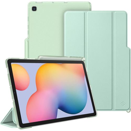 Coque Pour Samsung Galaxy Tab S6 Lite 10.4 Pouces 2024/2022/2020-[Rangement De Stylet] Etui Arrière Transparent Givré,Housse Fine Et Légère Pliable,Vert Pastel