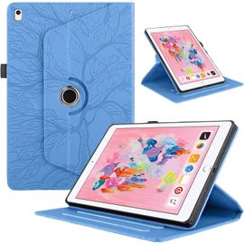 Kal-Coque Pour Ipad 9.7 Pouces 2017/2018 5ème /6ème Génération, Ipad Air 1/2, Etui Premium Cuir Pu Rotatif À 360 Antichoc Degrés Flip Case Cover Fonction Support Housse - Bleu