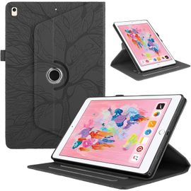 Kal-Coque Pour Ipad 9.7 Pouces 2017/2018 5ème /6ème Génération, Ipad Air 1/2, Etui Premium Cuir Pu Rotatif À 360 Antichoc Degrés Flip Case Cover Fonction Support Housse - Noir