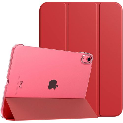 Coque Compatible Avec Ipad (A16) 11ème Génération 11 Pouces 2025/Ipad 10ème Génération 10,9 Pouces 2022, Légère Housse Arrière Translucide En Pc Avec Réveil/Sommeil Auto, Rouge