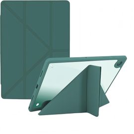Coque Compatible Avec Samsung Galaxy Tab S10 Fe/S9 Fe/S9, Pu Flexible Housse Etui Avec Pen Porte-Stylet, Veille/Réveil Automatique, Multi-Angle Fonction Support, Dos En Transparent, Vert Foncé