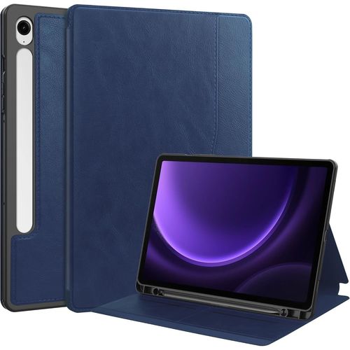 Coque Compatible Avec Samsung Galaxy Tab S10 Lite/S10 Fe/S9 Fe/S9, Pu Flexible Housse Etui Avec Pen Porte-Stylet, Veille/Réveil Automatique, Multi-Angle Fonction Support, Bleu