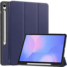 Coque Compatible Avec Samsung Galaxy Tab S10 Fe Plus/S10 Fe+, Pu Flexible Housse Etui Avec S Pen Porte-Stylet, Veille/Réveil Automatique, Multi-Angle Fonction Support, Bleu
