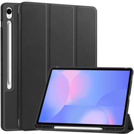 Coque Compatible Avec Samsung Galaxy Tab S10 Fe Plus/S10 Fe+, Pu Flexible Housse Etui Avec S Pen Porte-Stylet, Veille/Réveil Automatique, Multi-Angle Fonction Support, Noir