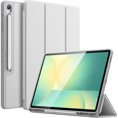 Coque Pour Samsung Galaxy Tab S10 Fe Plus/S10 Fe+ 13,1 Pouces Avec S Pen Porte-Stylet, Étui Housse De Protection En Tpu Souple À Trois Volets Support, Soutien Chargement Du S Pen (Argent)