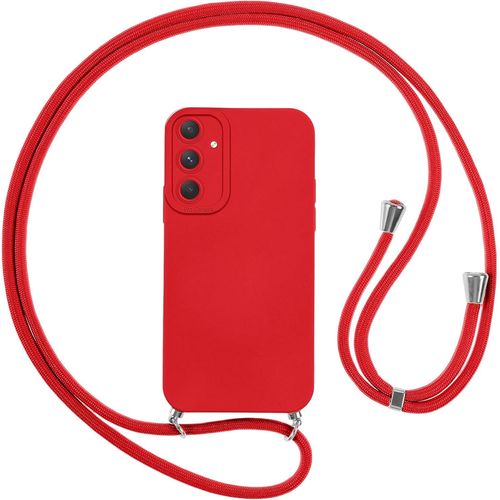 Coque Silicone Antichoc Ultra-Fine Pour Samsung Galaxy A13 5g Avec Cordon Lanière Réglable - Protection Caméra Et Écran - Rouge