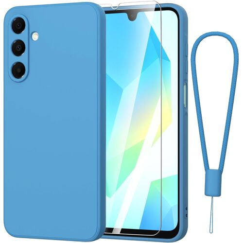 Coque Pour Samsung Galaxy A16 4g / 5g + 1 Pièces Verre Trempé, Coque Samsung A16 Souple Silicone Mince Étui Protection Anti-Rayures Housse Pour Samsung Galaxy A16 4g / 5g (6.7"") - Bleu[X2525]