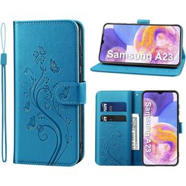 TRAHOO-Coque pour Samsung Galaxy A23 5G/4G, Etui Protection Housse Premium en Cuir PU, avec Compartiment pour Cartes et Argent, Fermeture Magnétique, Compatible avec Samsung Galaxy A23, Bleu