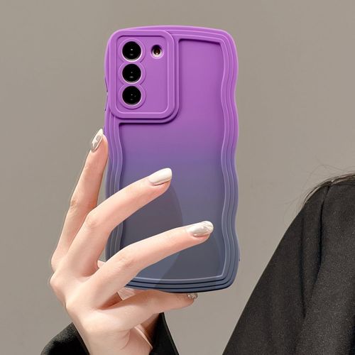 Coque Pour Samsung Galaxy S25 Plus 5g, Wave Frame Silicone Étui En Dégradé De Couleur, Housse De Protection Antichoc Tpu Bumper Cover, Étui De Téléphone Anti-Rayures Pour Femmes, Violet Gris