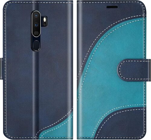 KAL-Coque Pour Oppo A9 2020 / Oppo A5 2020, Portefeuille Etui En Cuir Pu, Magnétique Protection Housse Coque Pour Oppo A9 2020 / Oppo A5 2020, Bleu