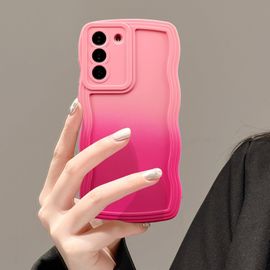 TRAHOO-Coque pour Samsung Galaxy S23 FE 5G, Wave Frame Silicone Étui en Dégradé de Couleur, Housse de Protection Antichoc TPU Bumper Cover Case, Étui de Téléphone Anti-Rayures pour Femmes, Rose Pink