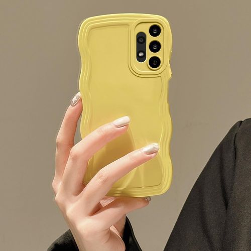 Coque Pour Samsung Galaxy A13 5g, Housse De Protection Wave Frame Etui En Ultra Léger Et Mince Antichoc Souple Tpu Bumper Cover Pour Filles Femme Full Caméra Protection, Jaune