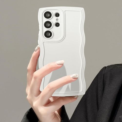 Coque Pour Samsung Galaxy S21 Ultra 5g, Housse De Protection Wave Frame Etui En Ultra Léger Et Mince Antichoc Souple Tpu Bumper Cover Pour Filles Femme Full Caméra Protection, Beig[Hou994789]