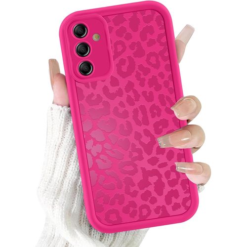 Sjzg-Coque Pour Samsung Galaxy A36 6,64\U201d, Aesthetic Léopard Motif Étui Rose Rouge Mat Housse Ultra Mince Tpu Souple Silicone Case Antichoc Anti-Rayures Bumper Protection Cover, 04