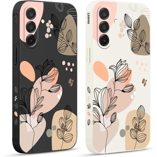 2 Pièces Coque Pour Samsung Galaxy A26 5g 6,64"", Etui Avec Amusante Fleur Feuilles Latéral Mignon Dessin Case Souple Silicone Housse Téléphone En Souple Fille Beau Aesthetic Cover