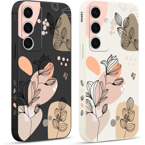 2 Pièces Coque Pour Samsung Galaxy S25+ 5g 6,7"", Etui Avec Amusante Fleur Feuilles Latéral Mignon Dessin Case Souple Silicone Housse Téléphone En Souple Fille Beau Aesthetic Cover[Hou992545]