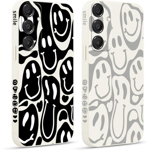 2 Pièces Coque Pour Samsung Galaxy A16 5g 6,7"", Etui Avec Visage Souriant Joyeux Mignon Amusante Peint Dessin Latéral Mignon Case Souple Silicone Housse Téléphone Antichoc Souple Fille Cover