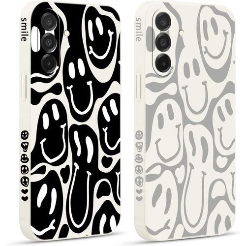 SJZG-2 Pièces Coque Pour Samsung Galaxy A26 5G 6,64"", Etui Avec Visage Souriant Joyeux Mignon Amusante Peint Dessin Latéral Mignon Case Silicone Housse Téléphone Antichoc En Fille Cover