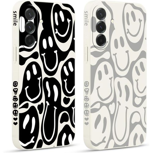 Sjzg-2 Pièces Coque Pour Samsung Galaxy A36 6,64"", Etui Avec Visage Souriant Joyeux Mignon Amusante Peint Dessin Latéral Mignon Case Souple Silicone Housse Téléphone Antichoc En Souple Fille Cover