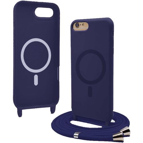 TRAHOO-Coque Magnétique pour iPhone 8 / iPhone SE 2020/2022 avec Cordon,[Compatible avec MagSafe],Silicone avec Collier Case Portable Cover,Réglable Collier Lanyard Case,Bleu