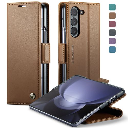 Coque Pour Samsung Z Fold 7,Étui Housse Samsung Z Fold 7,Wireless Charging,Antichocsupport Pliable,Clamshell,Brosse Anti-Vol,Étui De Téléphone À Cassette - Brun