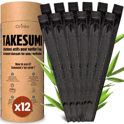 Binchotan Bio 12x, Charbon Actif Takesumi De Bambou Pour Purification D'eau, Filtration Durable Et Écologique, Alternative Aux Bouteilles En Plastique 
