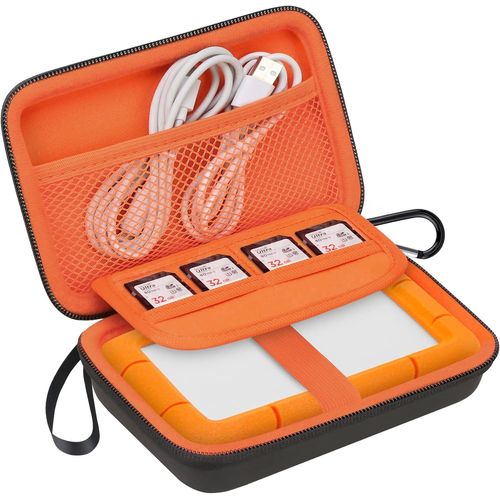 Étui De Transport Pour Disque Dur Pour Lacie Rugged/Rugged Mini/Rugged Thunderbolt Usb-C External Hard Drive Portable Hdd Lac9000298 1To 2To 4To 5To Eva Antichoc Carry Case Bag, Orange