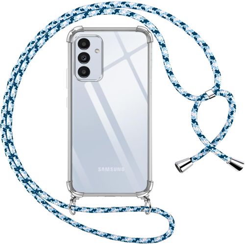 Coque Transparente En Silicone Tpu Pour Samsung Galaxy A13 5g - Cordon Tour De Cou Réglable En Nylon, Coins Renforcés, Bleu
