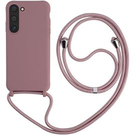 Collier Pour Samsung Galaxy S23 Coque Silicone Liquide Bumper Housse Galaxy S23 Laniere Avec Cordon Reglable Longueur Chaine Lanyard Case Housse Etui Pour Samsung Galaxy S23, Or Rose