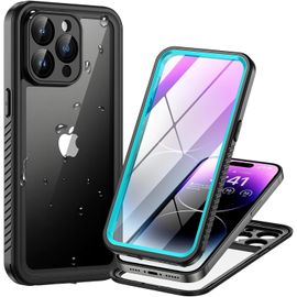 Te-Coque Pour Iphone 14 Pro Max Étanche, Ip68 Imperméable 360 Indestructible Antichoc Integral Antipoussière Waterproof Etui Protection Housse Pour Iphone 14 Pro Max (6.7""),Bleu