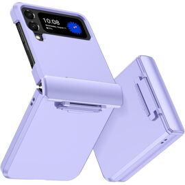 SJZG-Coque Pour Samsung Z Flip 3/Flip 4, [Protection De Charnière], Mat Coque En Silicone Galaxy Z Flip3 Rigide Anti-Jaunissement Pc, Étui Housse Pour Samsung Z Flip3/Flip4, Violet Clair