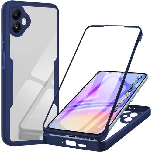 TRAHOO-Coque pour Samsung Galaxy A07 4G Antichoc Housse avec Protège-écran 360 Full Body Protection Etui Robuste Double Face Transparent TPU Case Coque pour Samsung A07 4G, Bleu