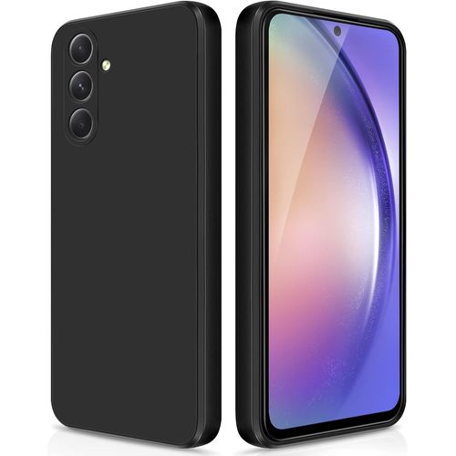 Coque Samsung Galaxy A54 5g - Étui Silicone Liquide Antichoc Ultra-Fin Avec Intérieur Microfibre, Bords Surélevés Et Protection Caméra, Noir