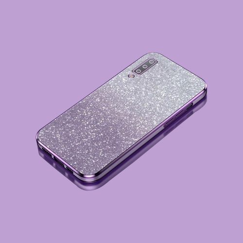 SJZG-Compatible Avec Samsung Galaxy A7 2018 Coque Souple Transparente Électroplaquée En Tpu + Papier À Paillettes