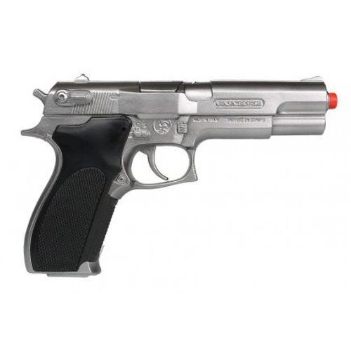 Pistolet De Police Metal 19 Cm, 8 Coups - Revolver Policier, Swat - Accessoire Jeu Et Deguisement - Set Jouet Enfant Et Carte