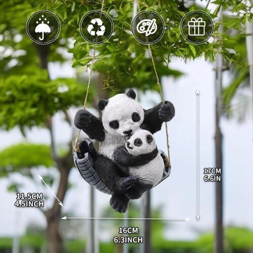 Sculpture de panda suspendu ornement de résine drôle pour la pelouse de