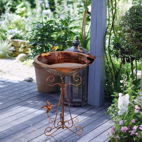 Bain Doiseaux Décoratif Sur Pied En Fer Pour Jardin, Terrasse, Maison,