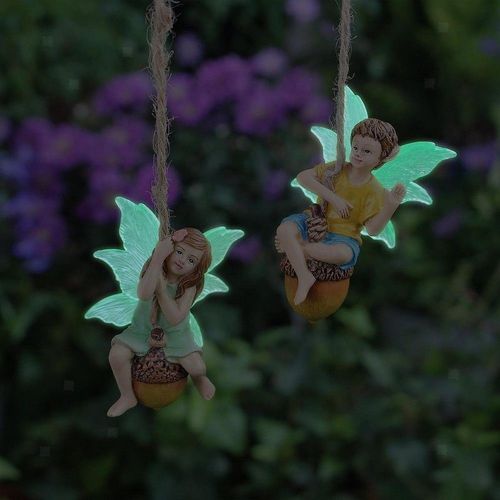 2pcs Statues De Jardin De Fées Suspendues Pour Des Amis De La Famille