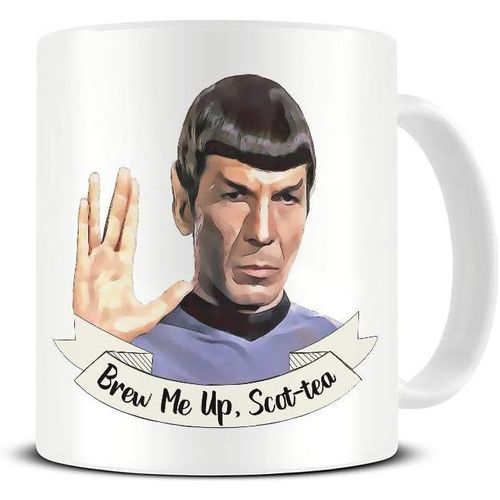 Tasse À Thé Écossais Brew Me Up | Tasse Drôle | Star Trek Tea Pun Blague Mug | Tasse En Céramique De Tasse À Café De Thé D'illustration Unique Originale