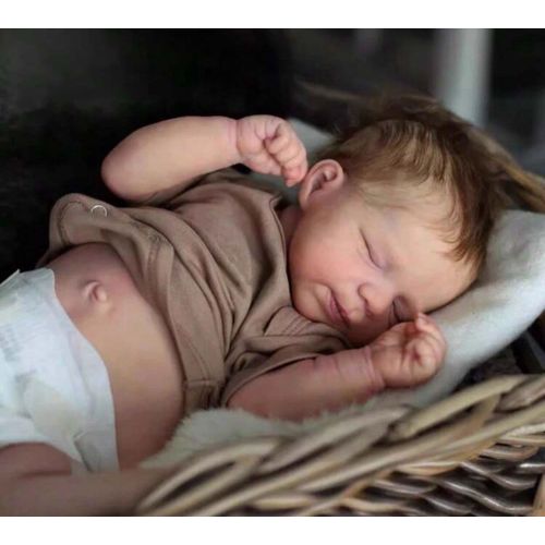 Poupée Reborn Fille Brune Nouveau-né Vrai Poupée Bébé Endormie Réaliste 50cm