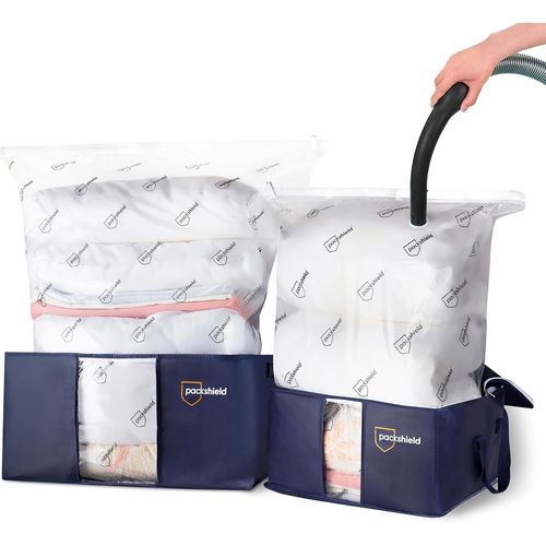 ytseazn-Kit De Sacs De Rangement Sous Vide-Sacs De Rangement Pour Vêtements Non-Tissés Housses De Rangement Sous Vide(2 Coffres +2 Housses Sous Vide)